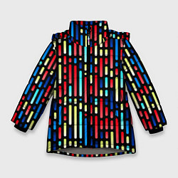Зимняя куртка для девочки Неоновые полосы - авангардный паттерн