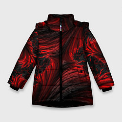 Куртка зимняя для девочки Red vortex pattern, цвет: 3D-черный