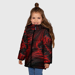 Куртка зимняя для девочки Red vortex pattern, цвет: 3D-черный — фото 2