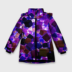 Куртка зимняя для девочки Разноцветные воздушные кубики, цвет: 3D-черный