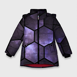 Куртка зимняя для девочки Звездные соты, цвет: 3D-красный