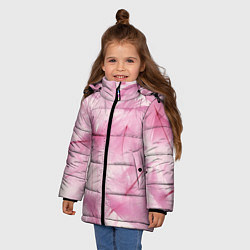 Куртка зимняя для девочки Розовые перышки, цвет: 3D-красный — фото 2