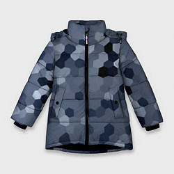 Куртка зимняя для девочки Камуфляж из сот, цвет: 3D-черный