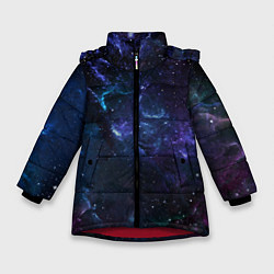 Куртка зимняя для девочки Сияние галактик Космос, цвет: 3D-красный