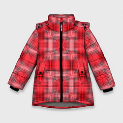 Зимняя куртка для девочки Красный с белым клетчатый узор