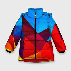 Куртка зимняя для девочки Столкновение абстракций, цвет: 3D-красный