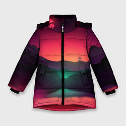 Куртка зимняя для девочки Неоновая природа, цвет: 3D-красный