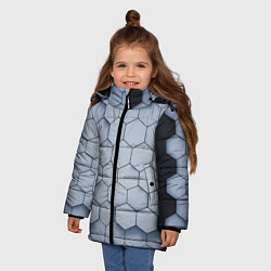 Куртка зимняя для девочки Соты с черной полосой, цвет: 3D-красный — фото 2