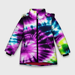 Куртка зимняя для девочки Тай дай фиолетовый узор, цвет: 3D-красный
