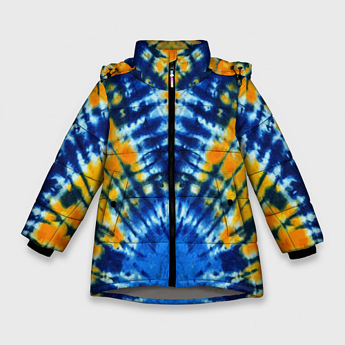 Зимняя куртка для девочки Tie dye стиль хиппи / 3D-Светло-серый – фото 1