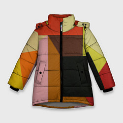 Куртка зимняя для девочки Геометрическое множество разноцветных фигуры, цвет: 3D-светло-серый