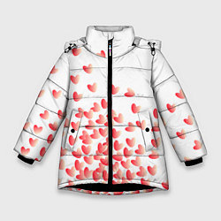 Зимняя куртка для девочки Падающие сердечки