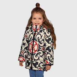 Куртка зимняя для девочки Паттерн из чёрных и красных символов, цвет: 3D-красный — фото 2