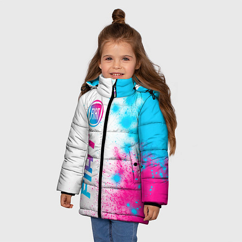 Зимняя куртка для девочки Fiat neon gradient style: по-вертикали / 3D-Черный – фото 3