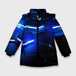 Зимняя куртка для девочки Металлические соты с синей подсветкой