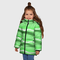 Куртка зимняя для девочки Зеленые волны, цвет: 3D-черный — фото 2
