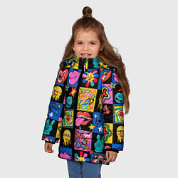 Куртка зимняя для девочки Funny cartoon characters, цвет: 3D-черный — фото 2