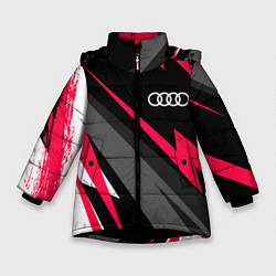 Куртка зимняя для девочки Audi fast lines, цвет: 3D-черный