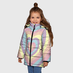 Куртка зимняя для девочки Сердца пастельные оттенки, цвет: 3D-светло-серый — фото 2