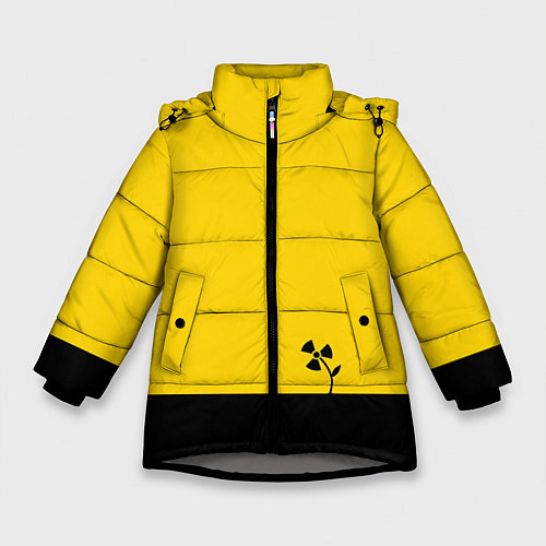 Зимняя куртка для девочки Атомный цветок / 3D-Светло-серый – фото 1
