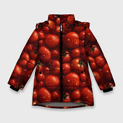 Куртка зимняя для девочки Сочная текстура из томатов, цвет: 3D-светло-серый