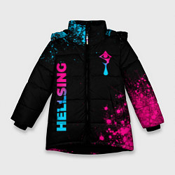 Зимняя куртка для девочки Hellsing - neon gradient: надпись, символ