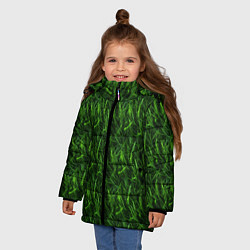 Куртка зимняя для девочки Сочный узор из зеленой травки, цвет: 3D-светло-серый — фото 2