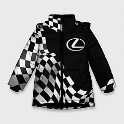 Куртка зимняя для девочки Lexus racing flag, цвет: 3D-черный