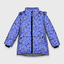 Зимняя куртка для девочки Незабудки цветочный паттерн на темном фоне