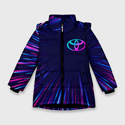 Куртка зимняя для девочки Toyota neon speed lines, цвет: 3D-черный