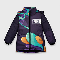 Куртка зимняя для девочки PUBG graffity splash, цвет: 3D-черный