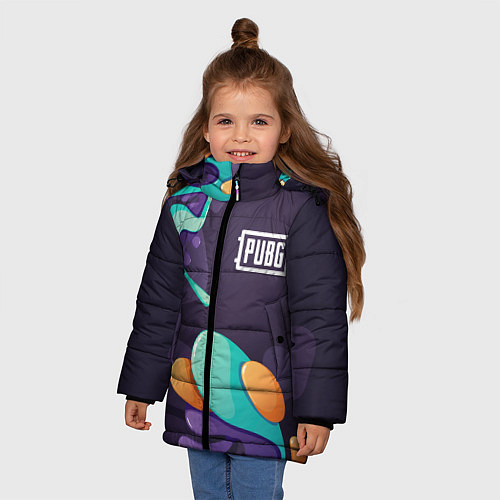 Зимняя куртка для девочки PUBG graffity splash / 3D-Черный – фото 3