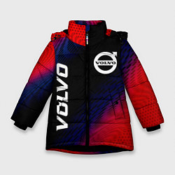 Куртка зимняя для девочки Volvo красный карбон, цвет: 3D-черный