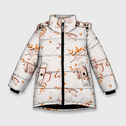 Куртка зимняя для девочки Пляжный паттерн, цвет: 3D-черный