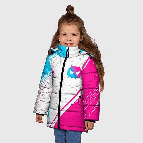 Зимняя куртка для девочки DanMachi neon gradient style: надпись, символ / 3D-Черный – фото 3