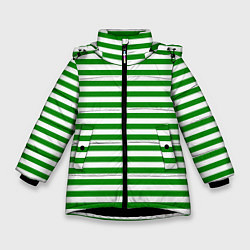 Куртка зимняя для девочки Тельняшка зеленая Пограничных войск, цвет: 3D-черный