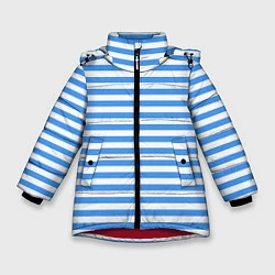 Куртка зимняя для девочки Тельняшка васильковая ВДВ, цвет: 3D-красный