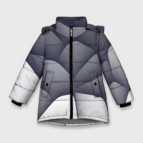 Зимняя куртка для девочки Паттерн из гладких камней / 3D-Светло-серый – фото 1