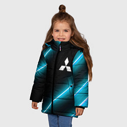 Куртка зимняя для девочки Mitsubishi неоновые лампы, цвет: 3D-черный — фото 2