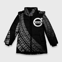 Куртка зимняя для девочки Volvo tire tracks, цвет: 3D-черный