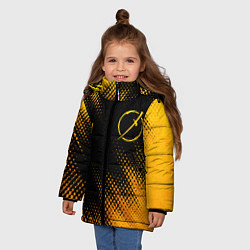 Куртка зимняя для девочки Akame ga Kill - gold gradient: надпись, символ, цвет: 3D-черный — фото 2