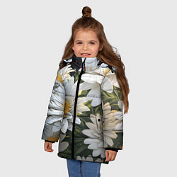Куртка зимняя для девочки Ромашки на лугу, цвет: 3D-черный — фото 2
