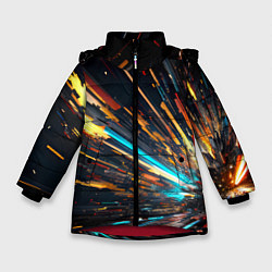 Куртка зимняя для девочки Кубический взрыв, цвет: 3D-красный