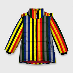 Куртка зимняя для девочки Полосы школа чародейства и волшебства, цвет: 3D-красный