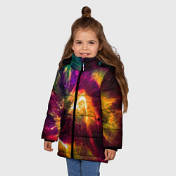Куртка зимняя для девочки Небула в космосе разноцветная - нейронная сеть, цвет: 3D-красный — фото 2