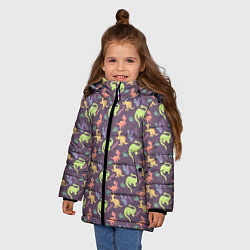 Куртка зимняя для девочки Динозавры паттерн, цвет: 3D-красный — фото 2