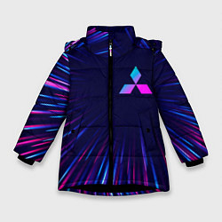 Куртка зимняя для девочки Mitsubishi neon speed lines, цвет: 3D-черный