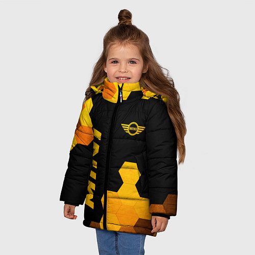 Зимняя куртка для девочки Mini - gold gradient: надпись, символ / 3D-Черный – фото 3