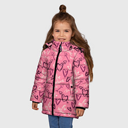 Куртка зимняя для девочки Be mine паттерн, цвет: 3D-светло-серый — фото 2