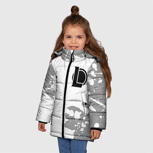 Зимняя куртка для девочки League of Legends glitch на светлом фоне: надпись, / 3D-Черный – фото 3